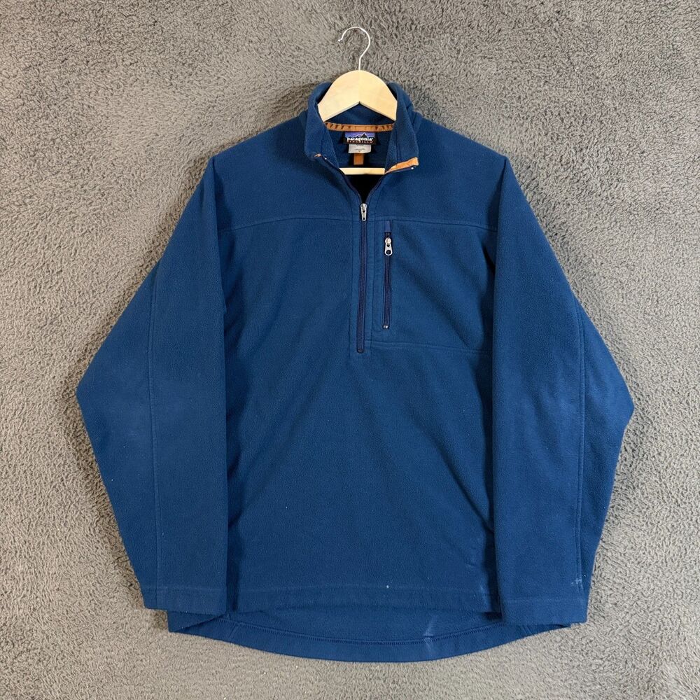 Patagonia Synchilla Sweater Mens Medium Blue 1/4 Zip Fleece Long Sleeve
